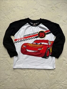 5T Pre-Washed Disney Lightning McQueen Raglan Shirt - Red, Black & White